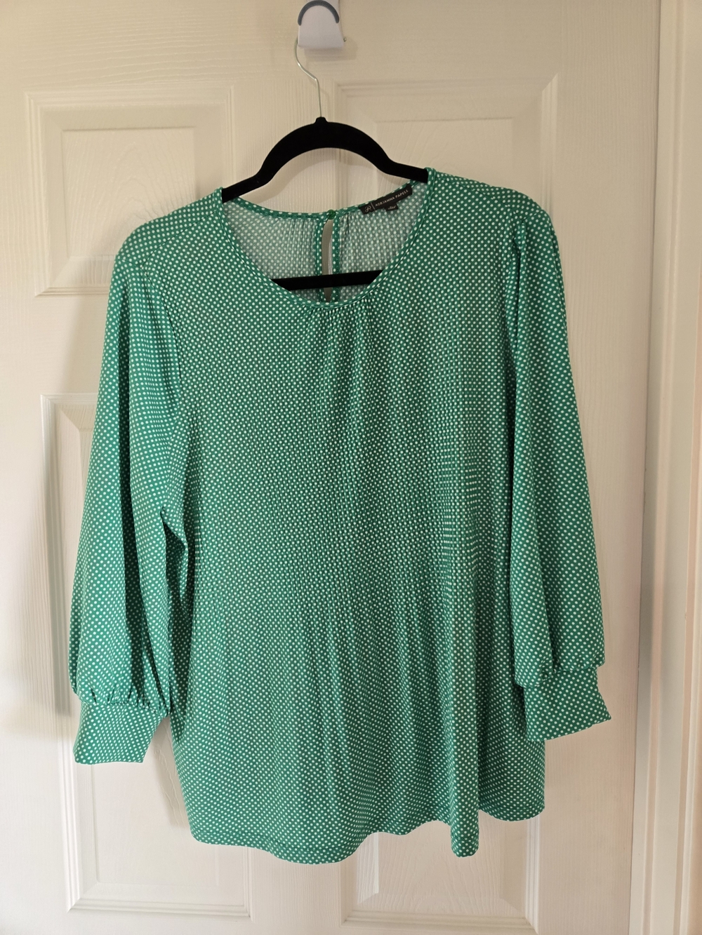 Adrianna Papell Green Polka Dot Blouse